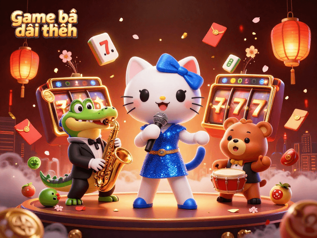 Experience game bài đổi thưởng with vibrant characters in a lively casino scene full of animated elements.