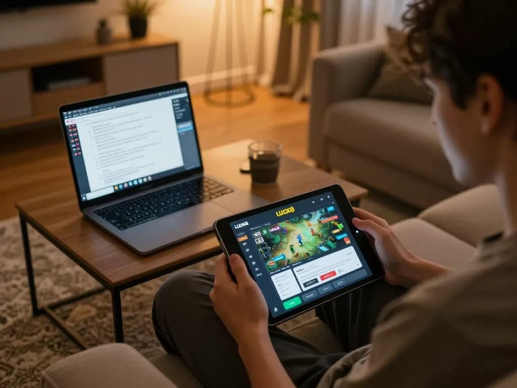 Experience fast withdrawals at LUCK8 with a user-friendly online gaming setup showcasing a player