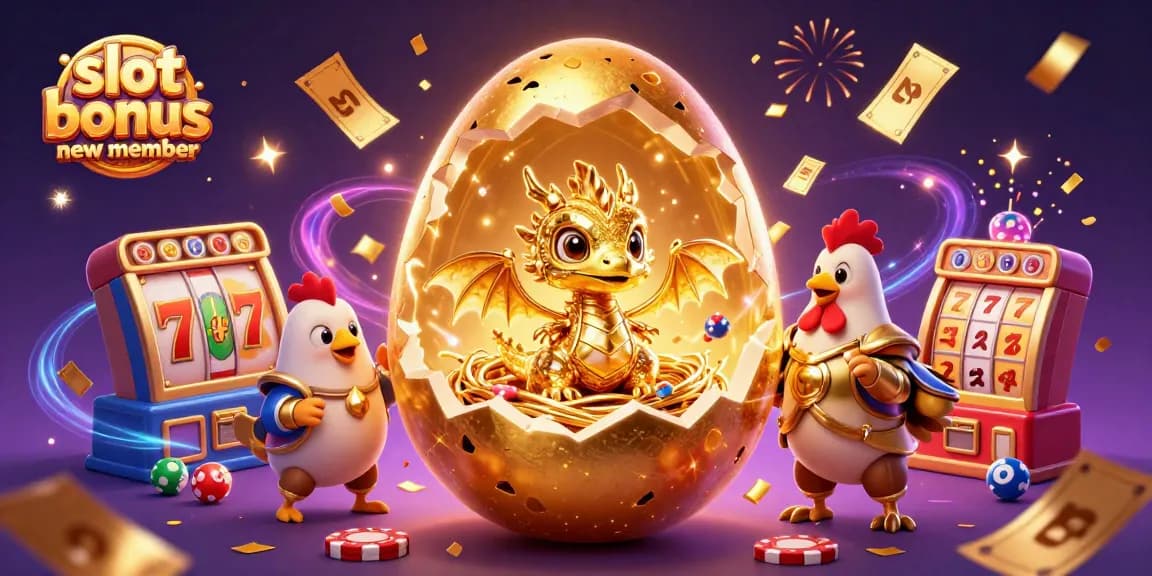Experience the excitement with our slot bonus new member as a dragon bursts from a golden egg.