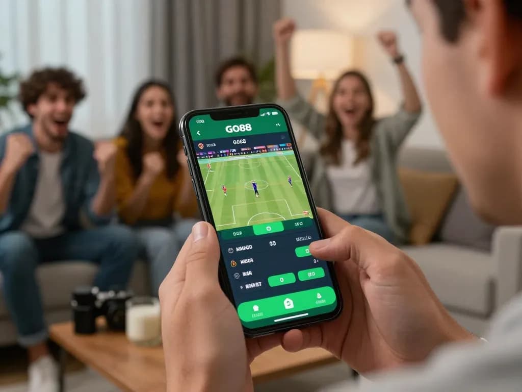 Engaging in live betting on the GO88 app during a thrilling sports match