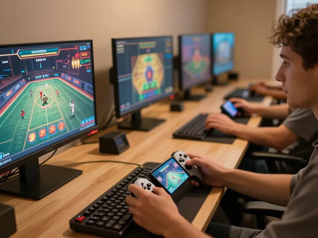 Experience seamless gaming with TG88 on a sophisticated multi-screen online casino setup