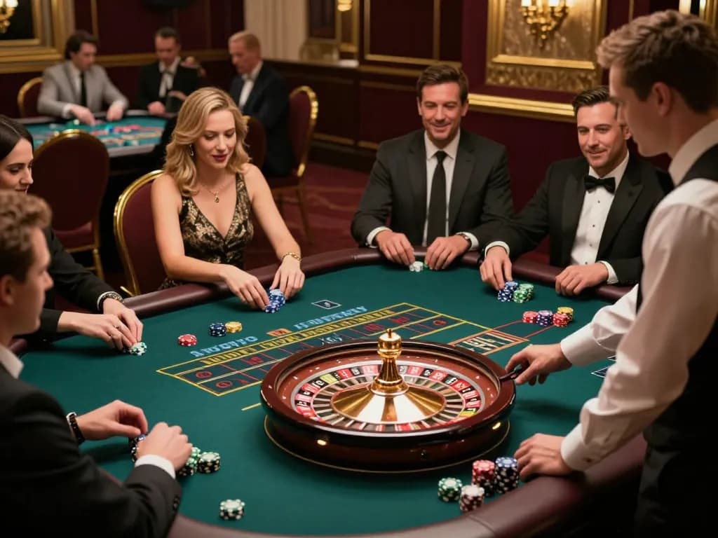 Players placing bets at a roulette table at 98wincom casino, showcasing the excitement and strategy involved in the game.
