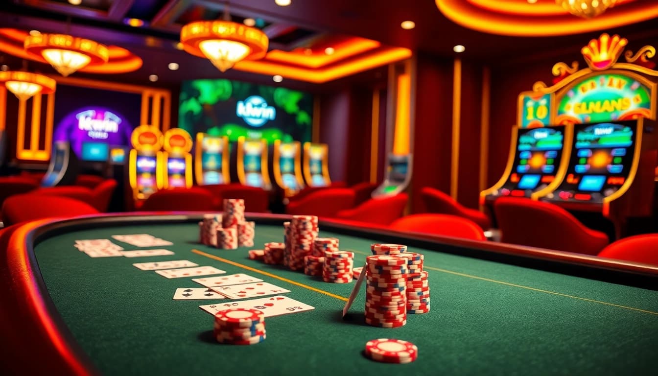 Experience thrilling gameplay at kkwin with modern casino tables and vibrant slot machines.