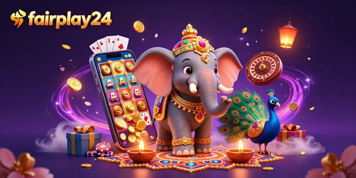 Engage in thrilling fairplay24 betting with our vibrant casino-themed illustration showcasing essential game elements.