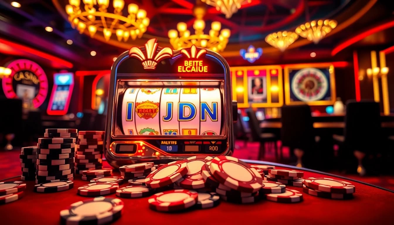 Experience the excitement of IDN slot gaming with vibrant machines and luxurious casino elements.