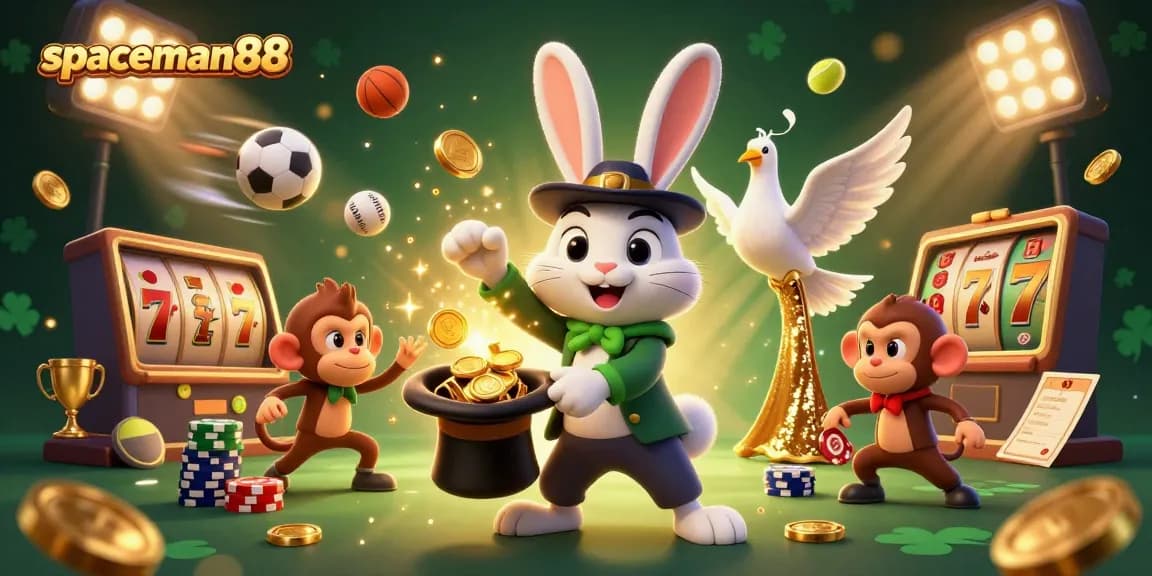 Experience winning strategies and excitement with spaceman88, a vibrant casino-themed illustration.