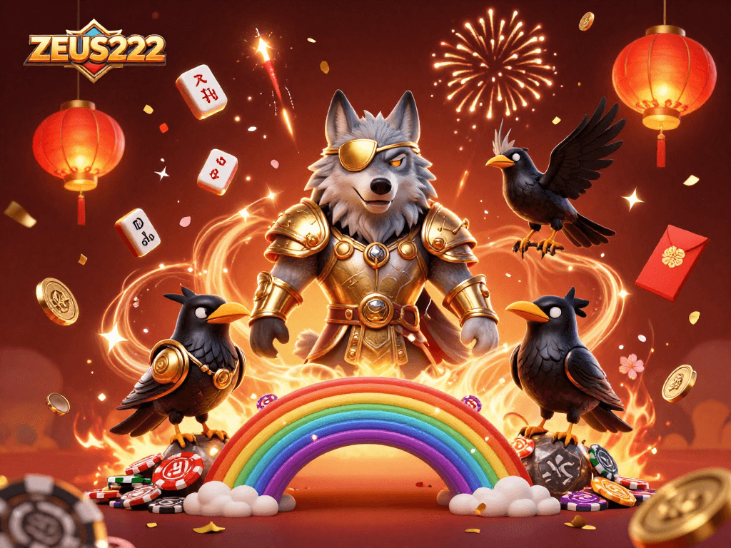 Experience ZEUS222's thrilling gaming world with Odin and mystical elements celebrating gameplay.
