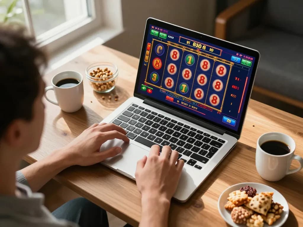 Experience thrilling gameplay with open 88 on a laptop in a cozy home setting, highlighting strategy and fun.