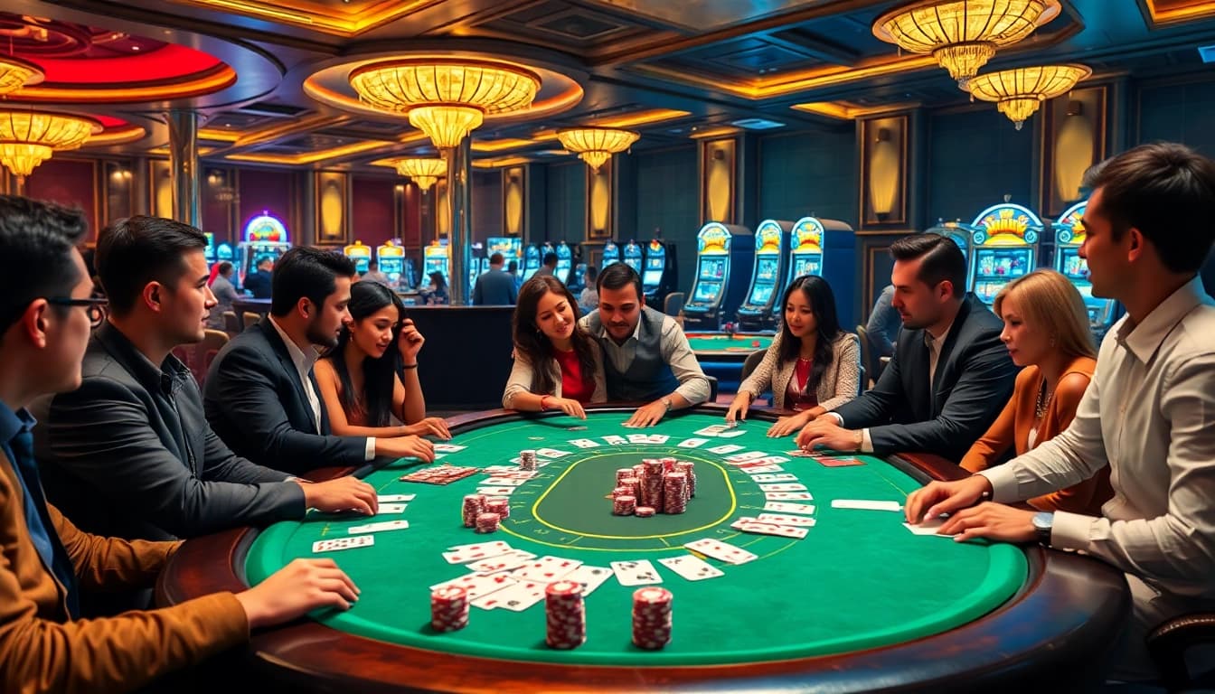 Aksi poker intens yang menangkap 'Datuk Win' di antara chip berwarna-warni dan permainan yang hidup.