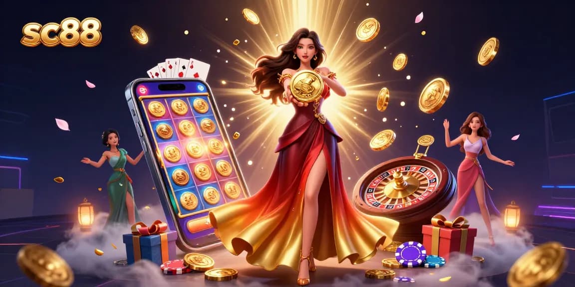 Engage with sc88 slots and win prizes in a vibrant casino-themed scene