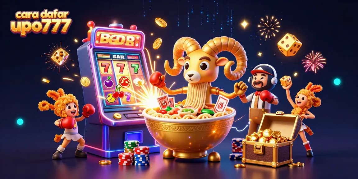 Play and win big with cara daftar ufo777, featuring a vibrant 3D casino scene.