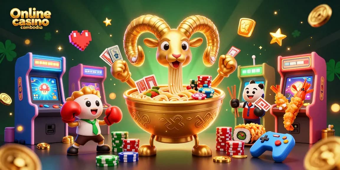 Engage in thrilling gaming at Online casino cambodia with unique characters and vibrant casino elements.