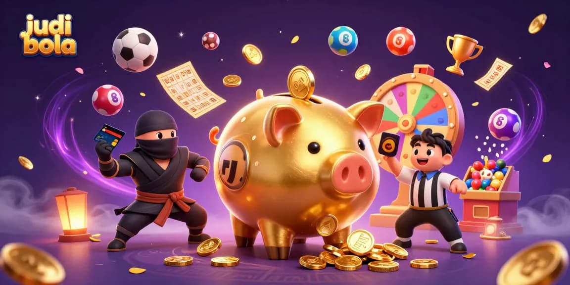 Experience thrilling judi bola action with a dynamic sports betting scene featuring colorful sports elements.