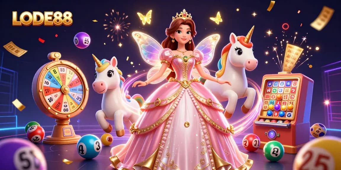 Experience thrilling excitement with LODE88's vibrant lottery-themed 3D illustration showcasing joy and celebration.