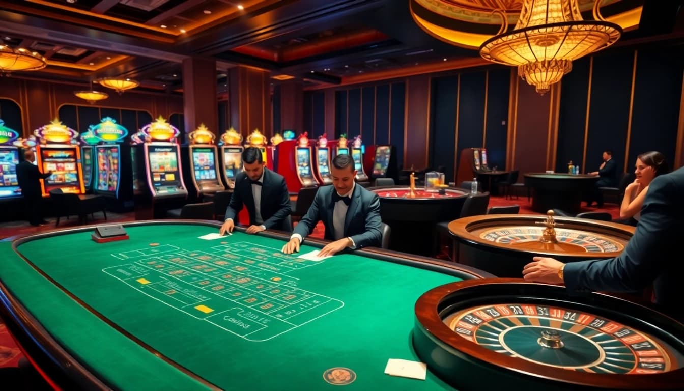 Players enjoying an elegant baccarat game at luxury138's upscale casino.