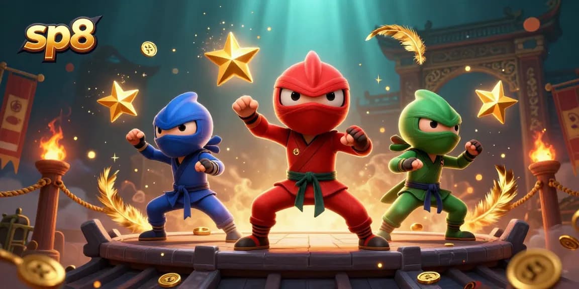 sp8 chameleon ninjas display dynamic martial arts in a vibrant casino-themed scene