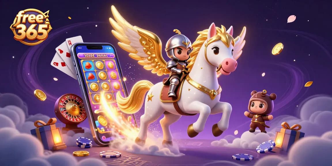 Experience thrilling gameplay with free credit 365 in a vibrant 3D casino scene.