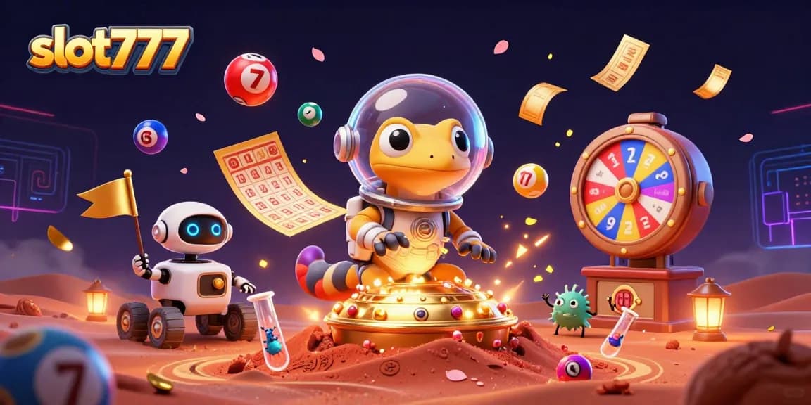 Engage with slot777 while enjoying vibrant casino elements in a dynamic 3D Martian scene.