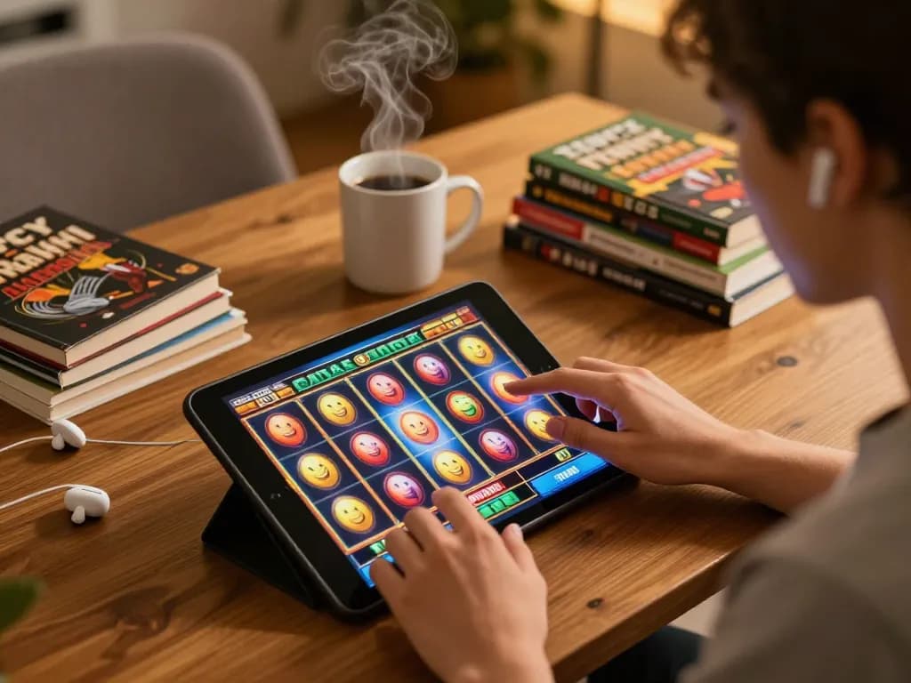 Engaging in exciting online slots gameplay on a tablet while managing bankroll with 789 club.