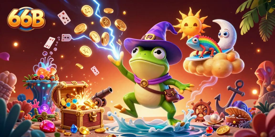 Experience thrilling wins at 66B with golden coins raining down in an exciting online casino scene.