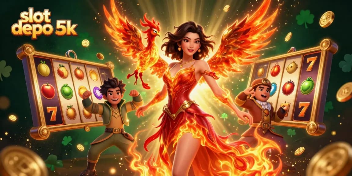 Experience the thrill of winning with slot depo 5k in this vibrant casino-themed illustration.