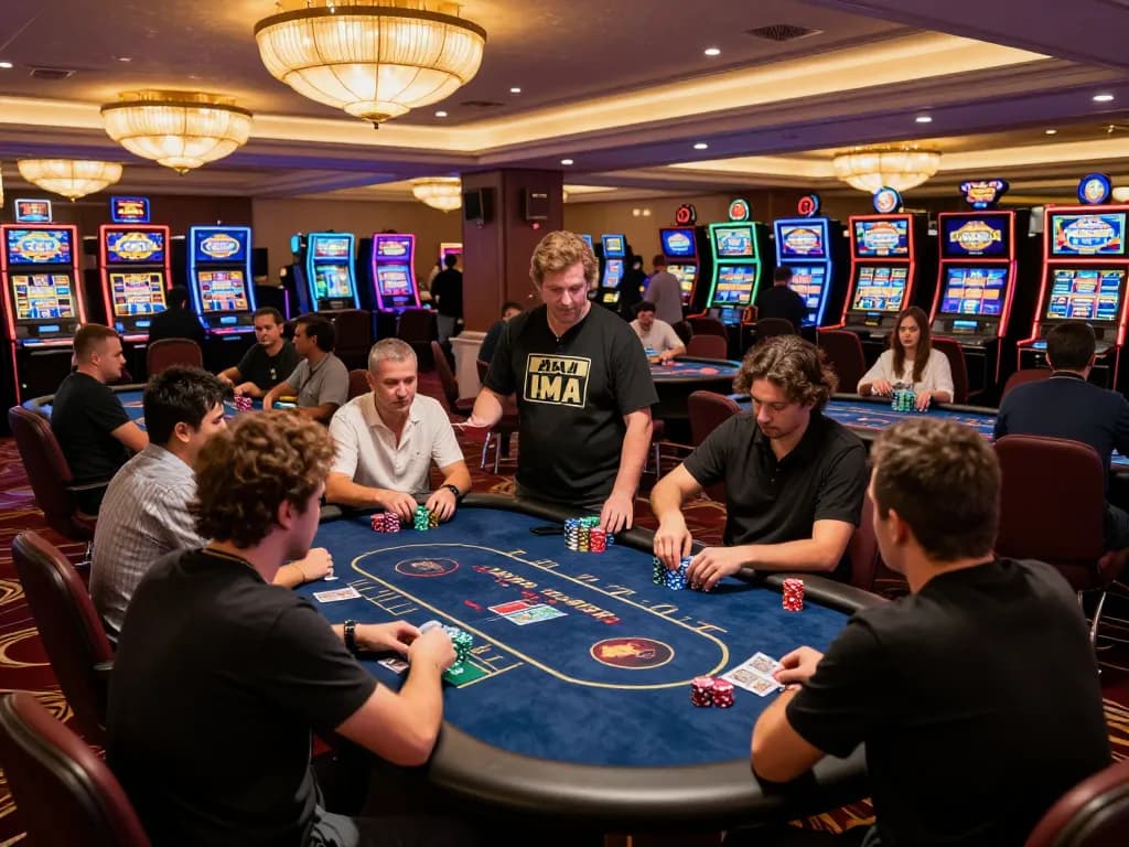 Players engaging in lively poker games at zkjj188 casino, showcasing excitement and strategy.