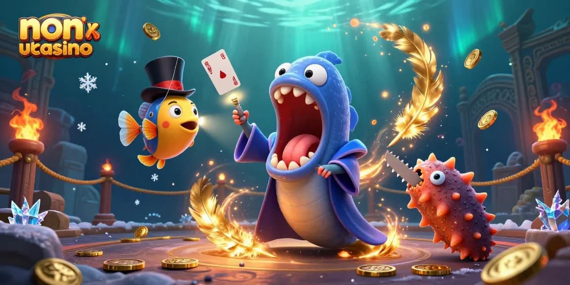 Experience the thrills of non uk casino gaming with an enchanting undersea magic scene featuring colorful characters.