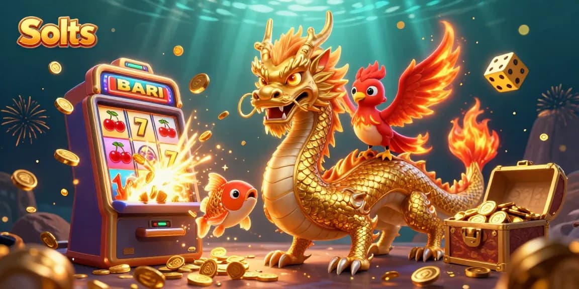 Experience thrilling Slots action with a powerful dragon, phoenix, and a splash of coins!