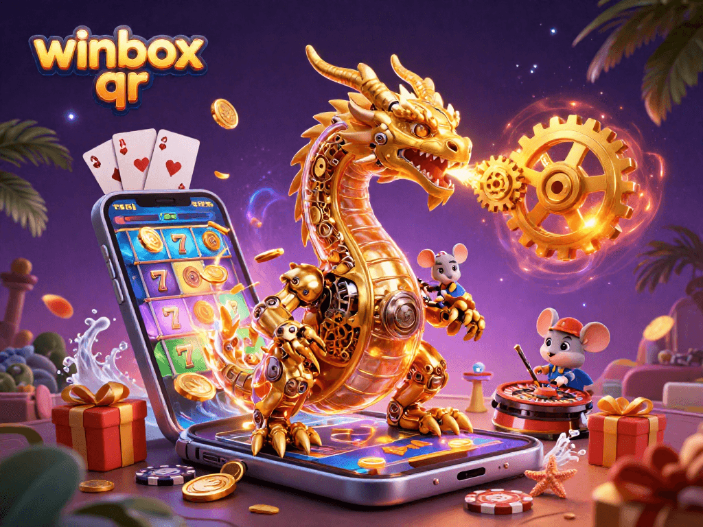 Engage with winbox qr to experience a colorful slot game surrounded by iconic casino motifs.