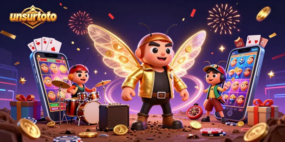 Join the excitement with unsurtoto as a cicada rock star vibes up the casino scene with colorful slots!