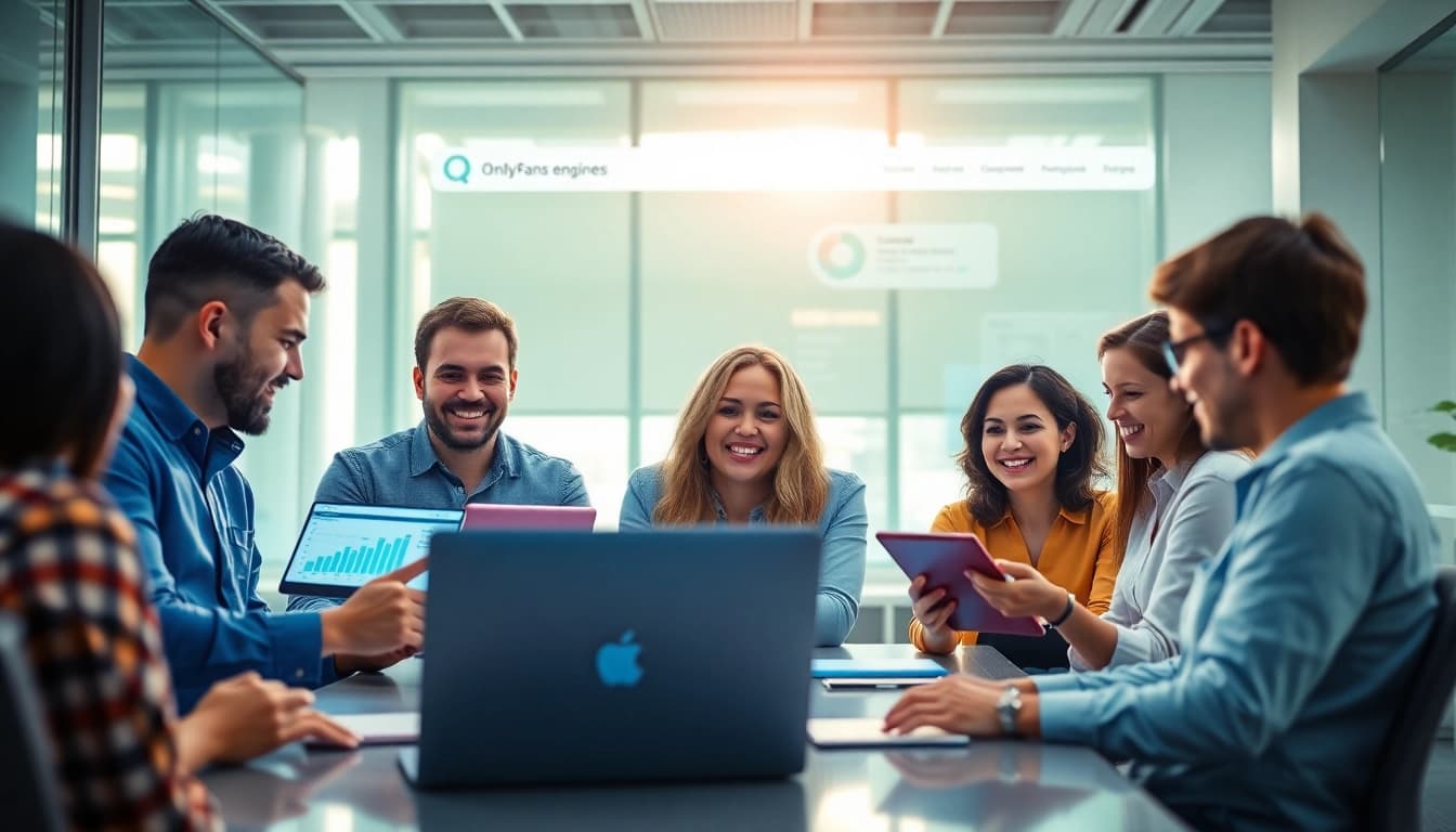 Juicysearch alternatives displayed in a vibrant digital workspace with diverse users engaged in discussions.