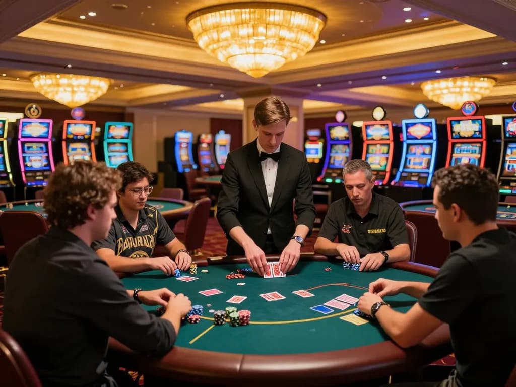Players enjoying strategic poker games at Hi88 casino with vibrant atmosphere.