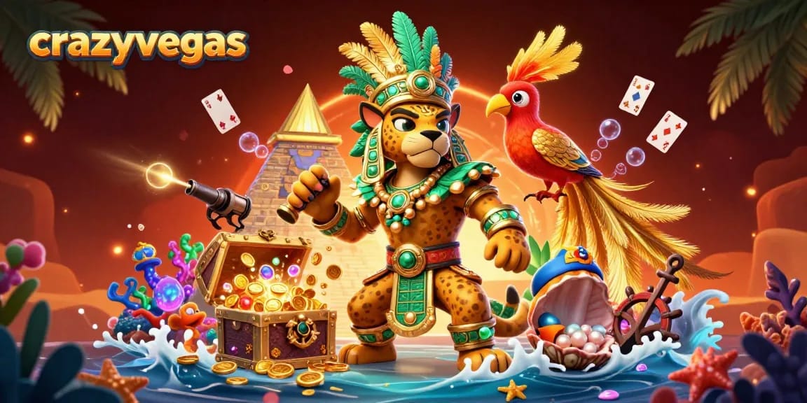 Win big at crazyvegas with an ultra-detailed scene showcasing Mayan-themed casino elements.