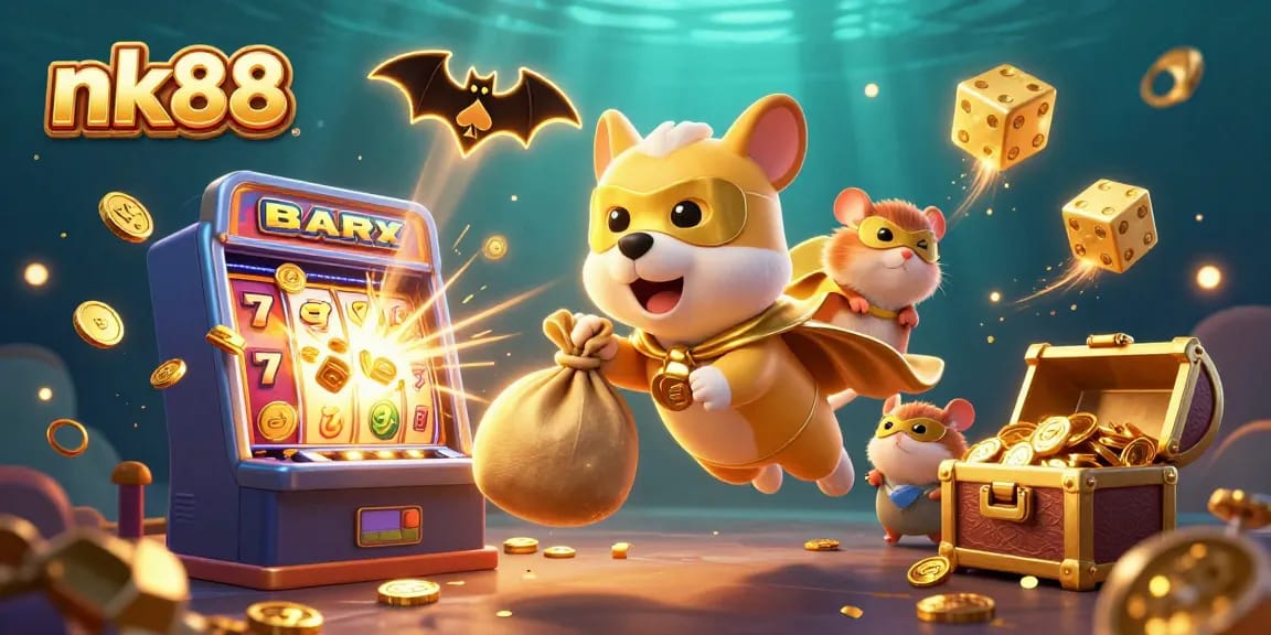 Join the action at nk88 with an exciting casino adventure showcasing gold coins and jackpot excitement!
