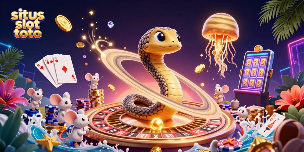 Engage with situs slot toto as astronaut mice spin a roulette wheel made of Saturn's rings amidst cosmic betting excitement.