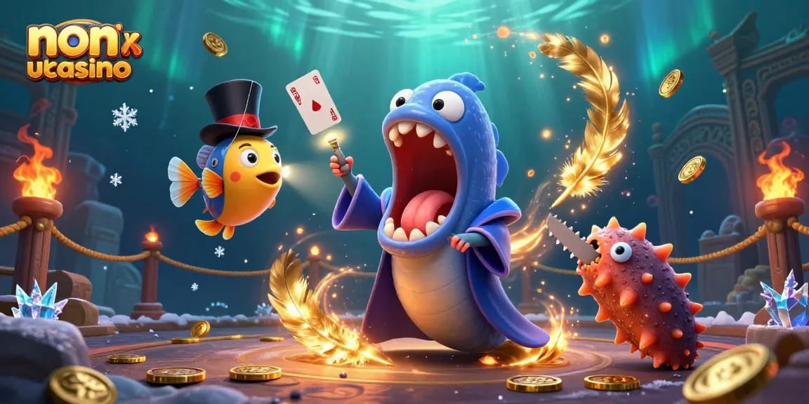 Experience the thrills of non uk casino gaming with an enchanting undersea magic scene featuring colorful characters.