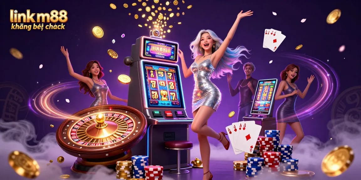Quay và thắng với link m88 không bị chặn trong một cảnh casino đầy jackpot thú vị.