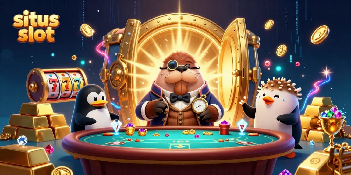 Gamer meraih jackpot di situs slot dengan beragam harta berkilau dan suasana kasino yang menyenangkan.