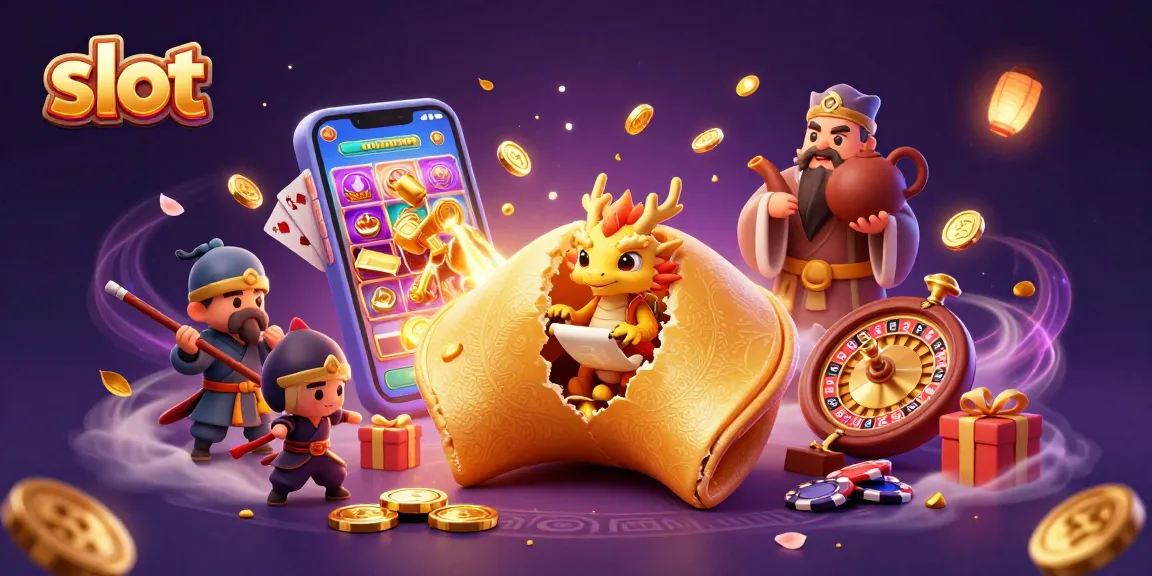 Experience thrilling slot action with a colorful slot game, golden coins, and dynamic characters.