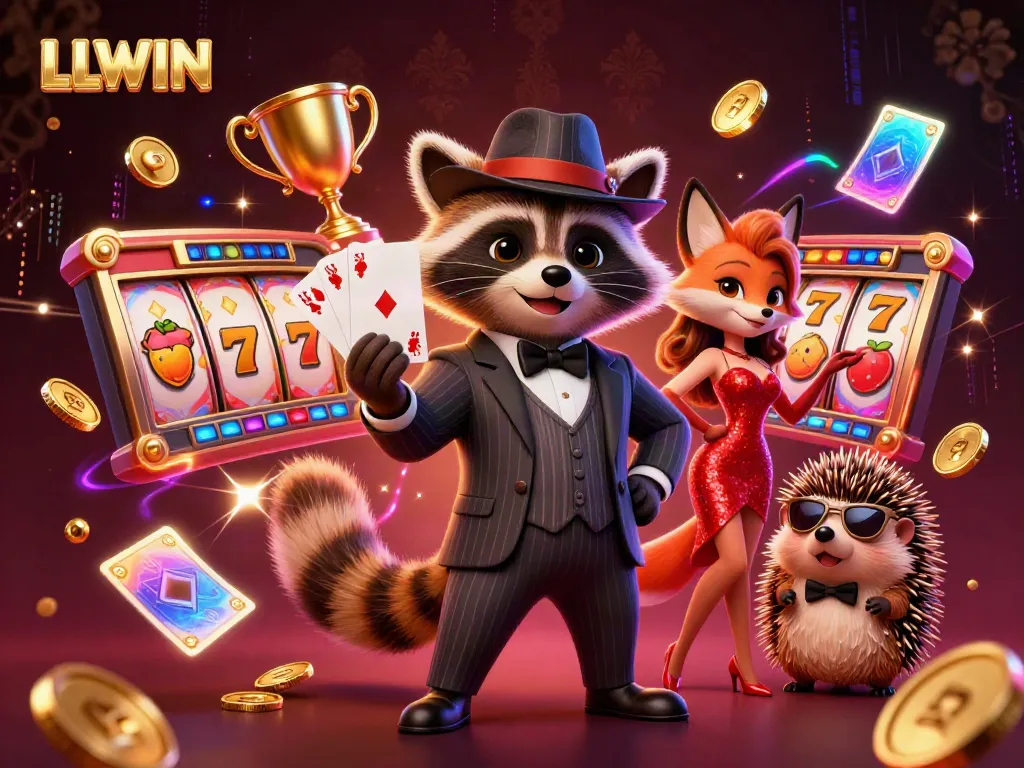 Experience thrilling casino action with LLWIN's vibrant gaming illustration featuring exciting slot elements.