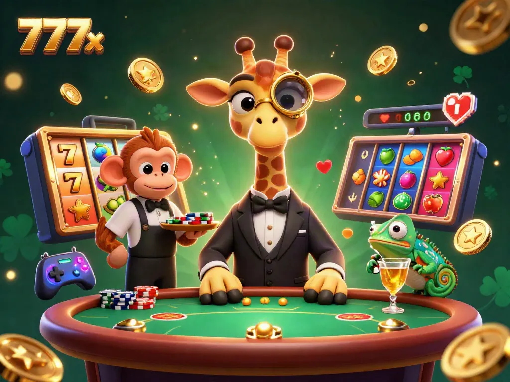 Play and win at exciting 777x casino games with high-roller giraffe and friends