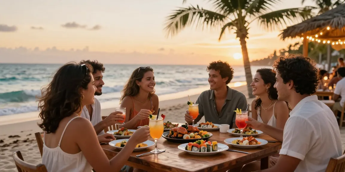 Experience vibrant dining at CocoMaya, showcasing exquisite Asian-Latin fusion cuisine with sunset views.