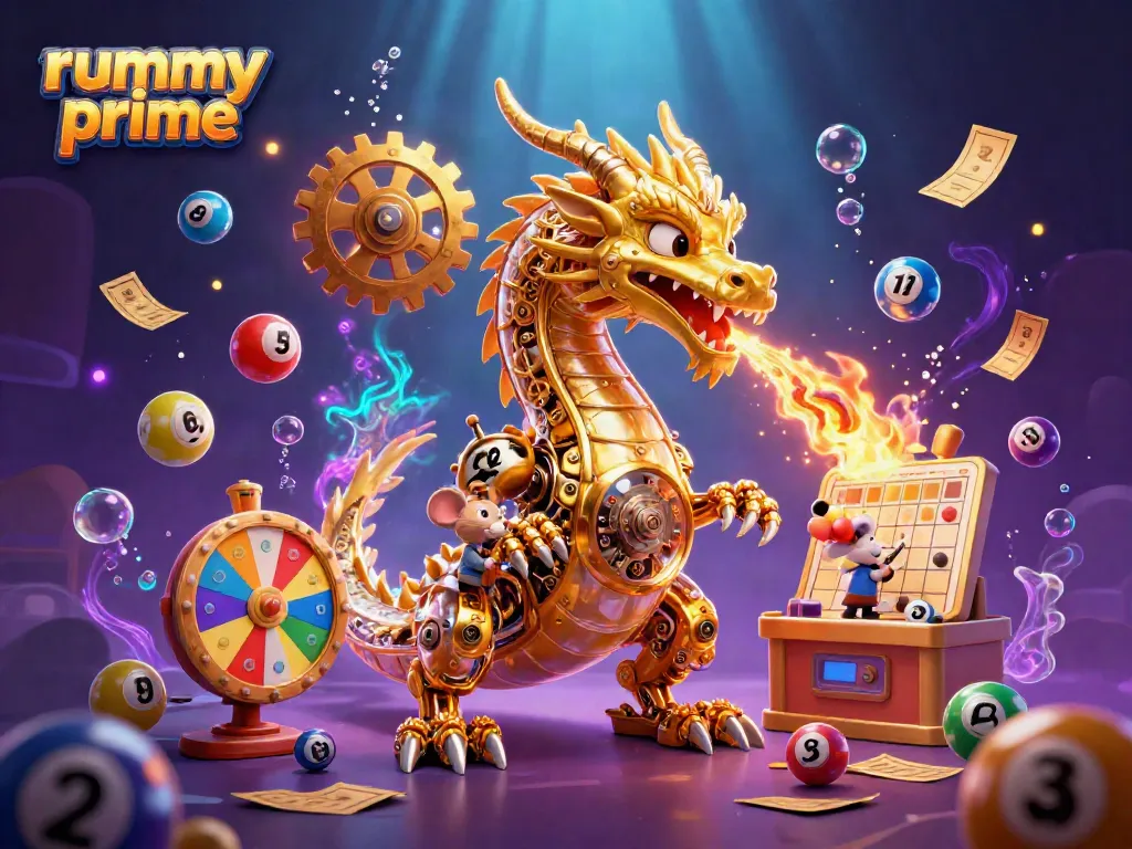 Experience immersive rummy prime gameplay with a captivating and vibrant 3D illustration showcasing dynamic gaming elements.