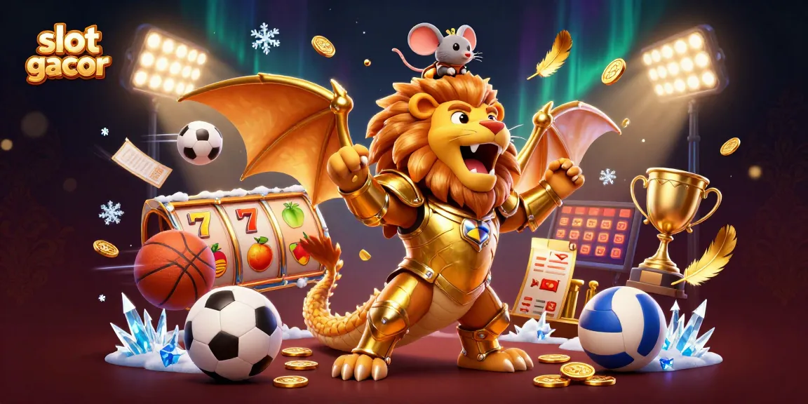 Menang besar dengan slot gacor, karakter kartun 3D menghiasi kasino digital.