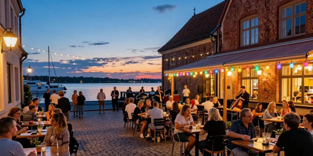 Klaipėda's nightlife at kurpramogauti.lt featuring live jazz and vibrant street bars.