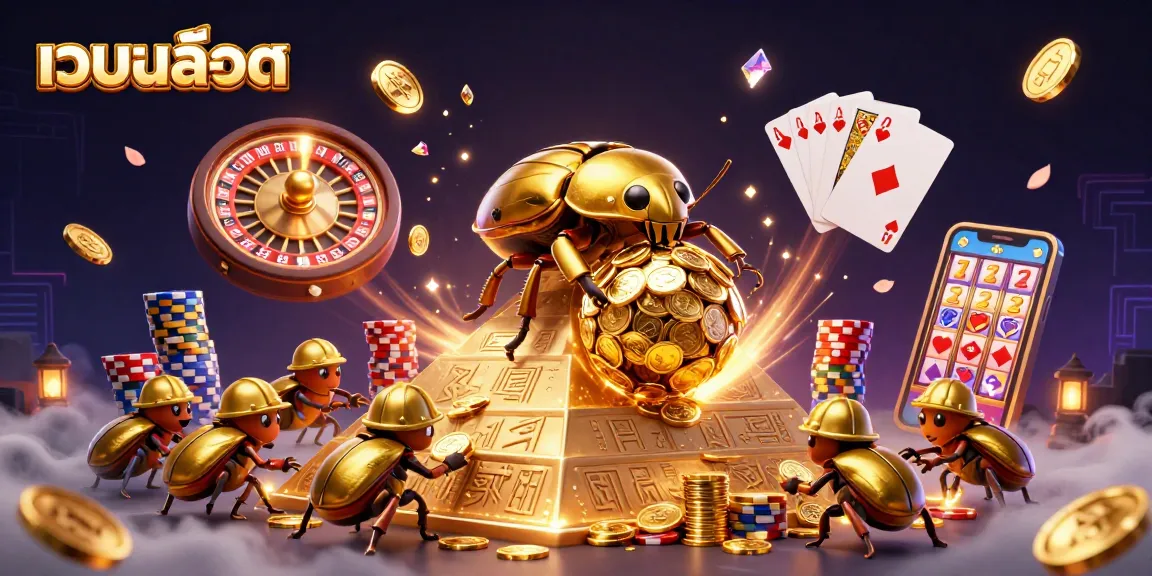 Experience the excitement of เว็บสล็อต with vibrant casino-themed characters and elements in a dynamic scene.