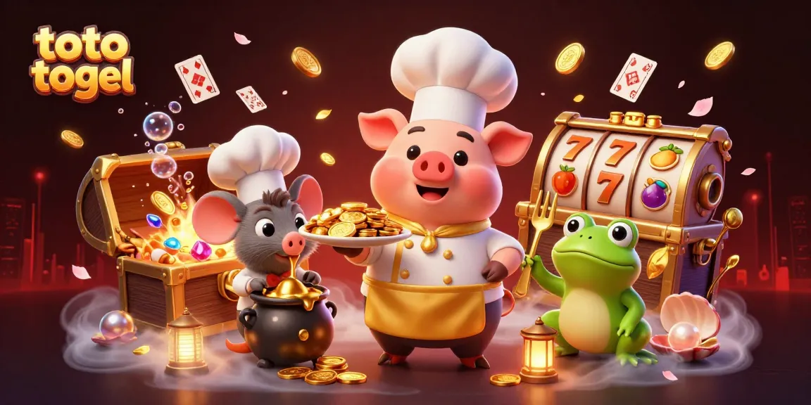Engage in the exciting world of toto togel with golden coins and vibrant game elements in this immersive 3D scene.