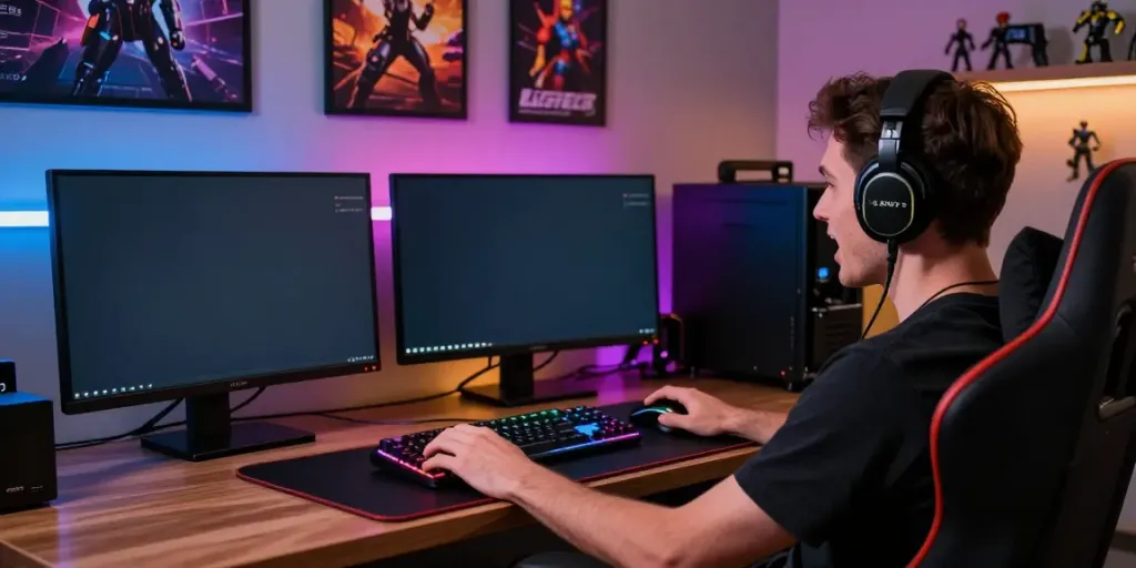 Player enjoying a colorful array of games on the A80 gaming platform in a modern setup.