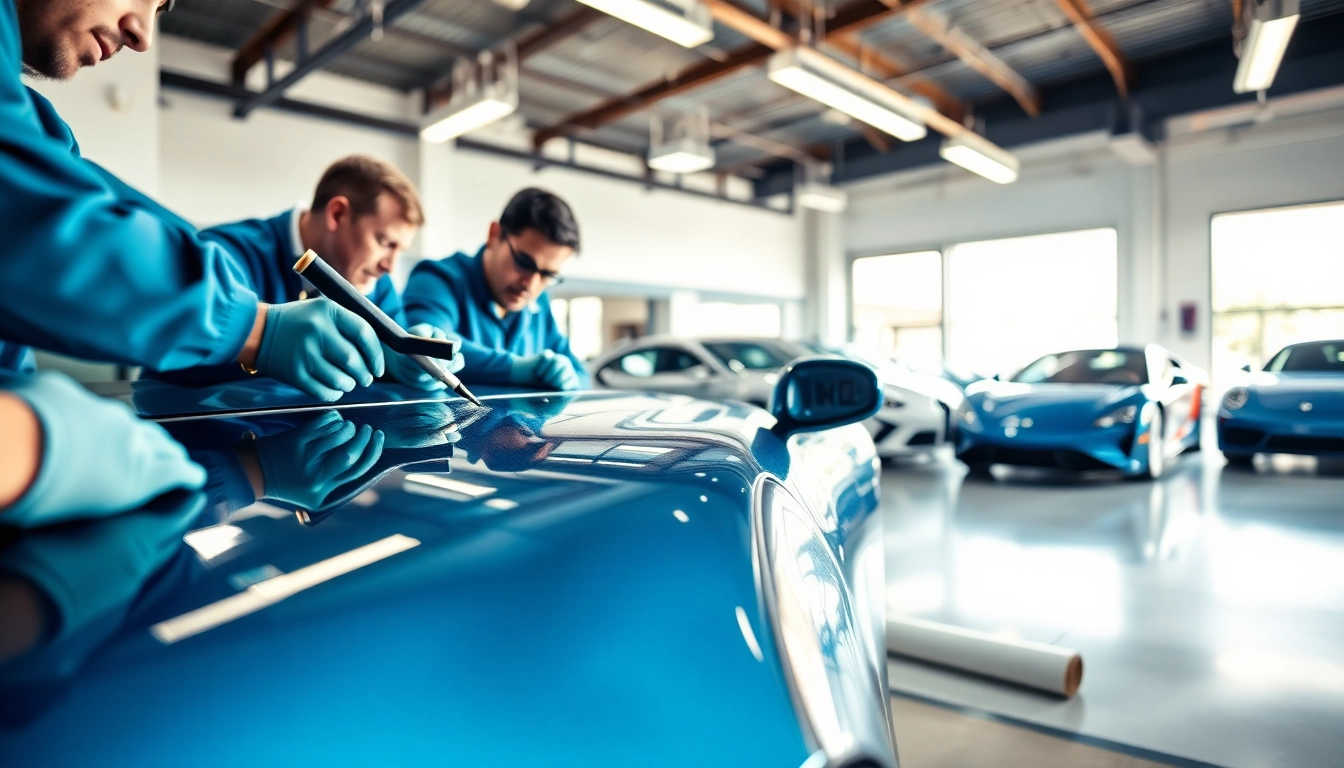 Technicians applying PPF Chattanooga to enhance vehicle protection and finish.