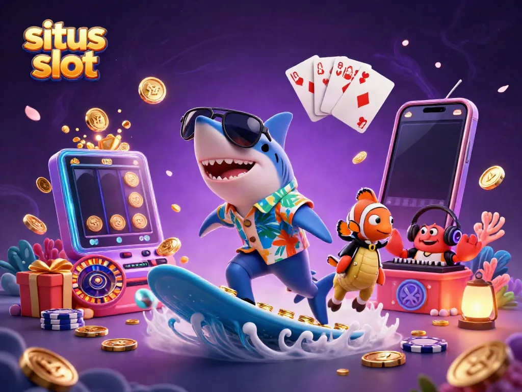 Permainan situs slot dengan karakter hiu, ikan badut, dan kepiting DJ yang seru